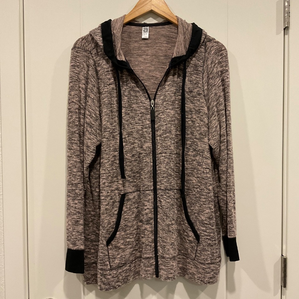 Avenue Jacket Hoodie Pink Black Zipper Front Size 14/16